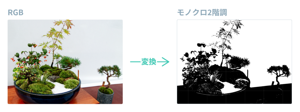 RGBからモノクロ２階調に変更後の画像